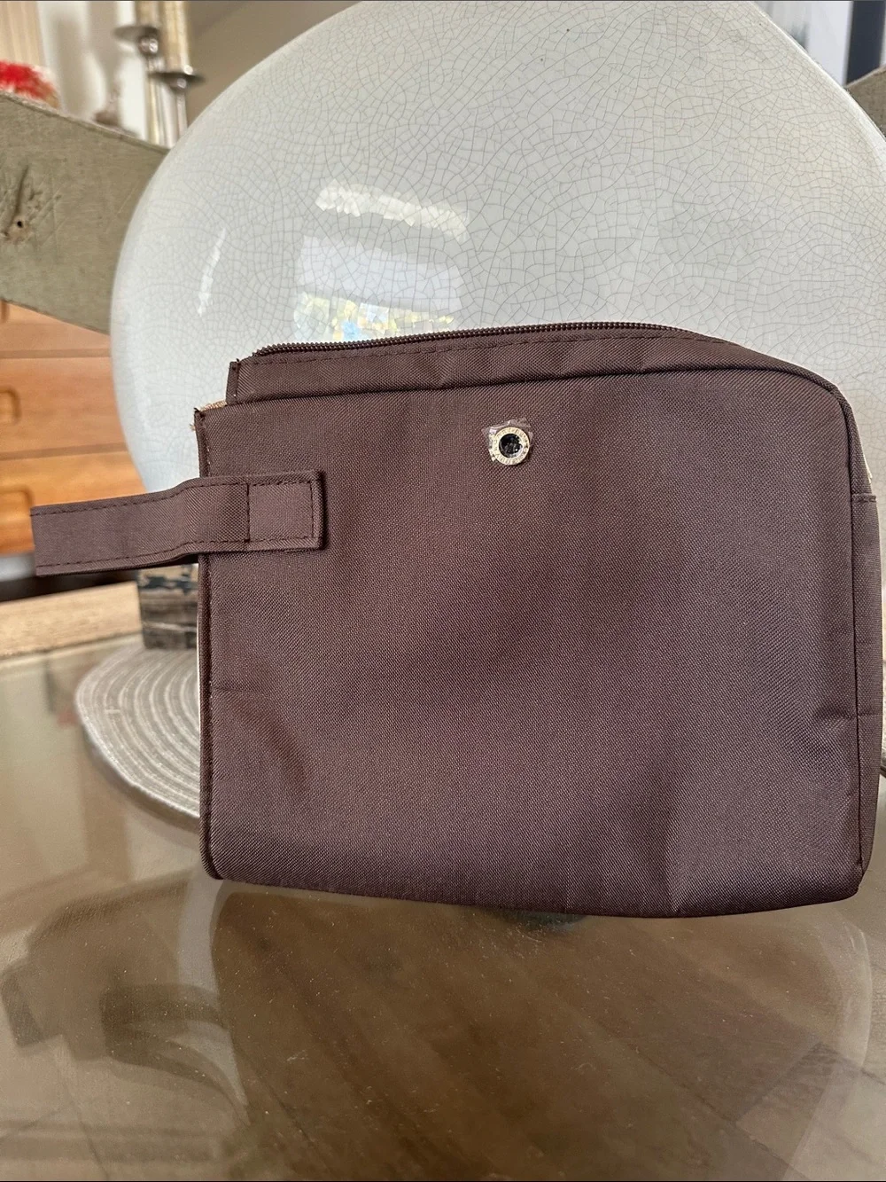Bulgari Brown Zip Cosmetic Pouch